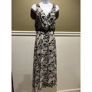 Tommy Hilfiger Women Blue Paisley Floral-Print Dress Size 8 Chiffon Sleeveless